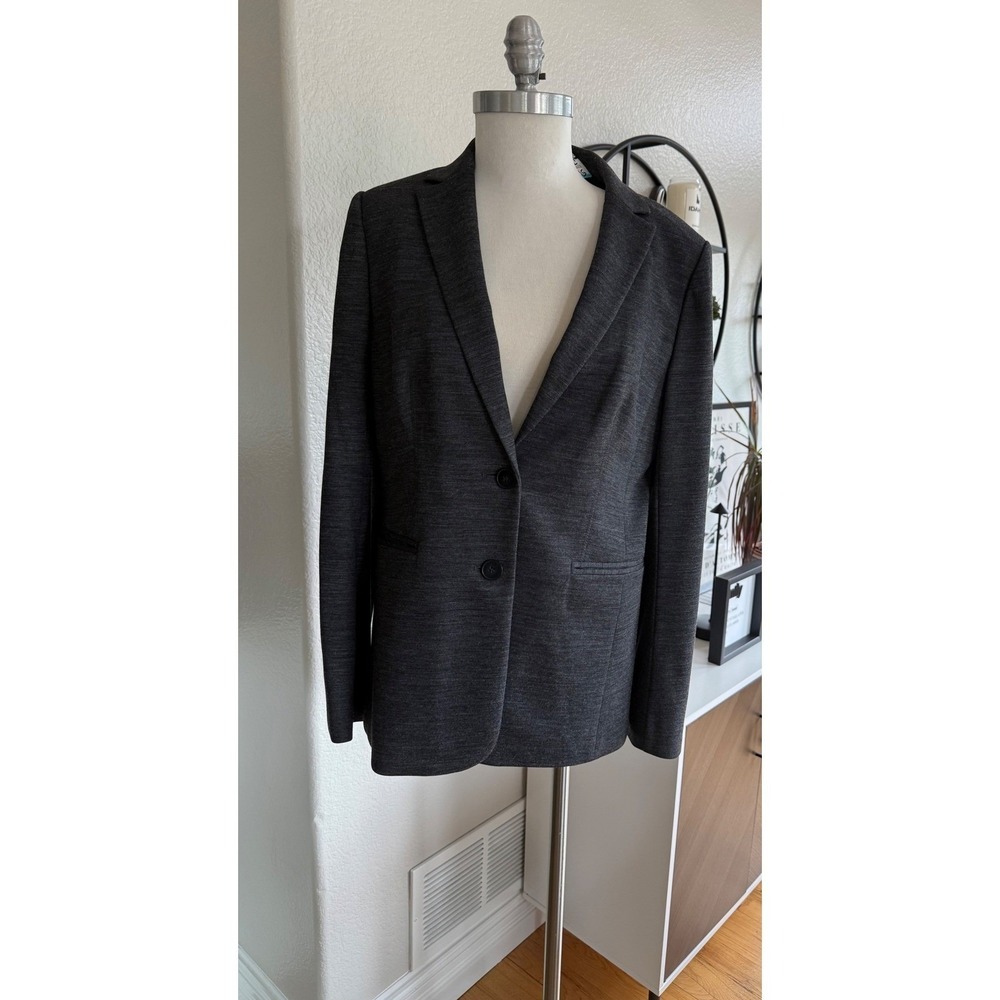 Ann Taylor Size 12 Gray Virgin Wool Blend Blazer Modern Classic‎ Business Career
